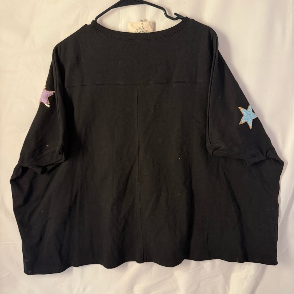 Fantastic Fawn Star Brite Sequin Oversized Top Black Size M - Picture 6 of 9